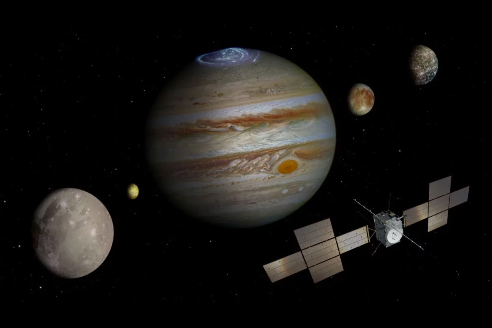 Artist’s impression of the JUICE mission which will explore the Jupiter system.
